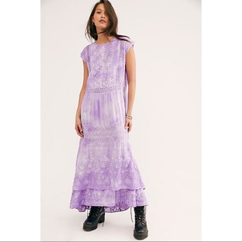 LoveShackFancy Purple Tie-Dye Cameron Dress